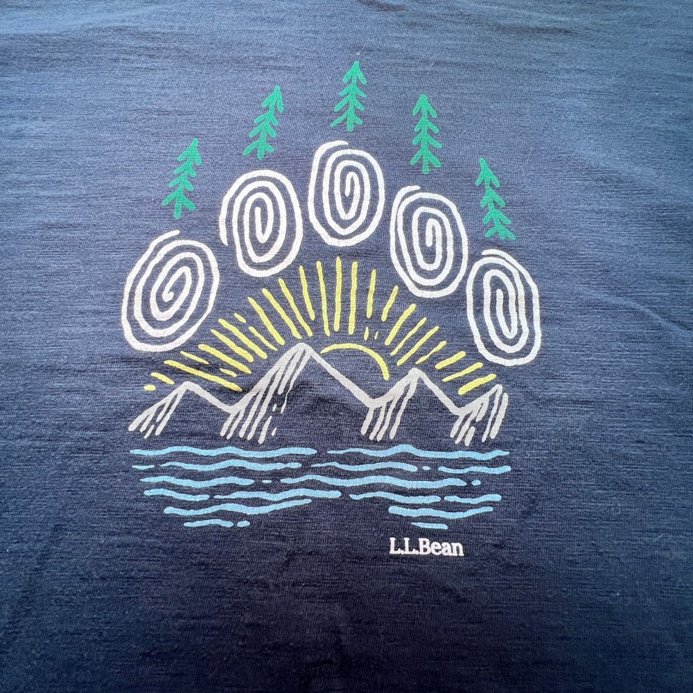 LL Bean Kids XL 18 Graphic Top Bundle Sweatshirt and T-Shirt Navy Blue Retro - Picture 8 of 16